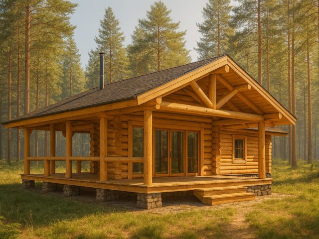 Проект 41 — Дом-баня Воскресенье — баня ручной рубки, 60 м²