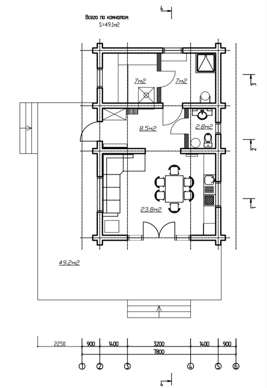 Проект 41 — Дом-баня Воскресенье — баня ручной рубки, 60 м², фото 2