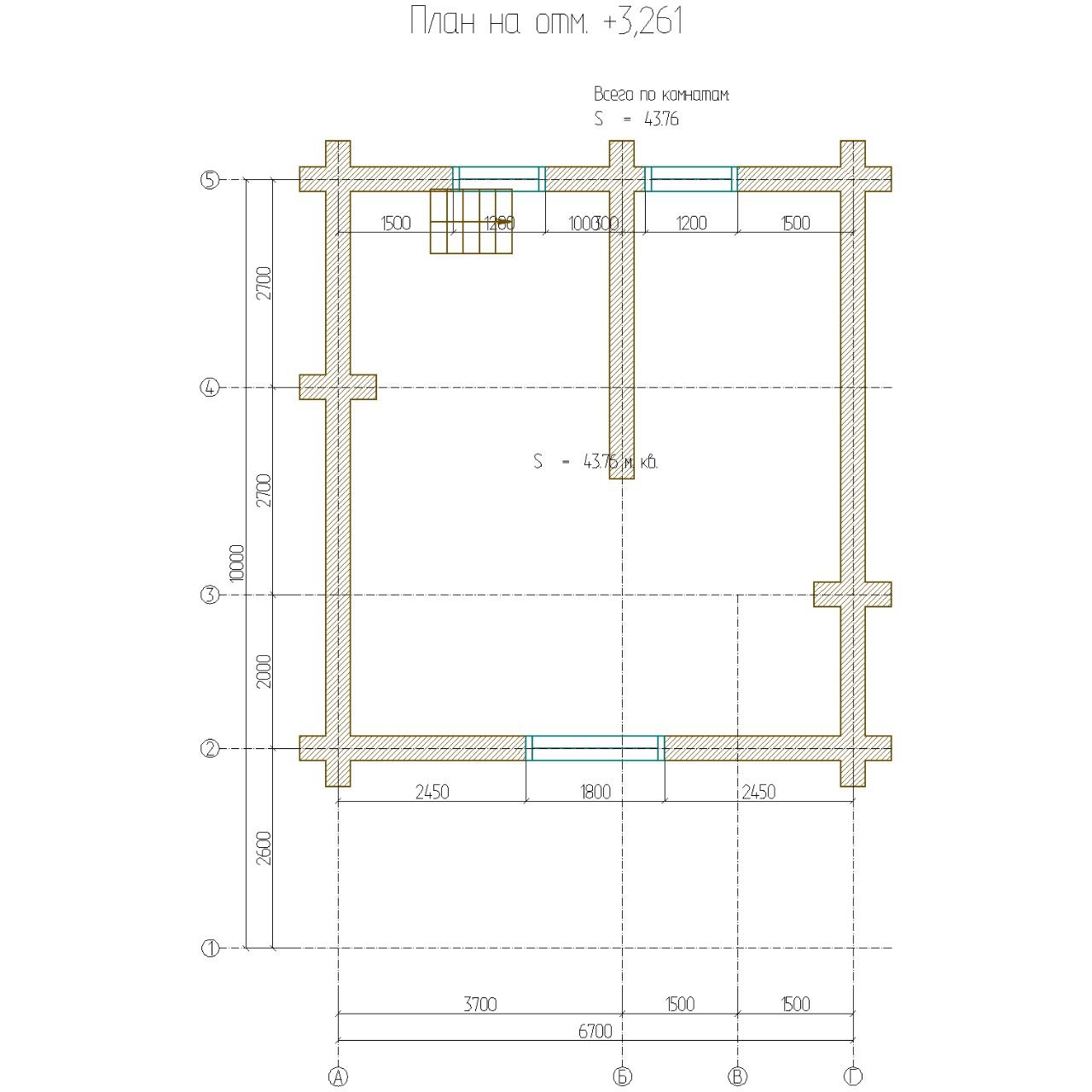 Проект 43 — Дом-баня Кубинка — баня ручной рубки, 90 м², фото 3