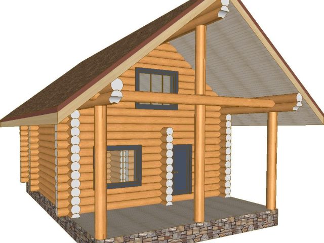 Проект 43 — Дом-баня Кубинка — баня ручной рубки, 90 м²
