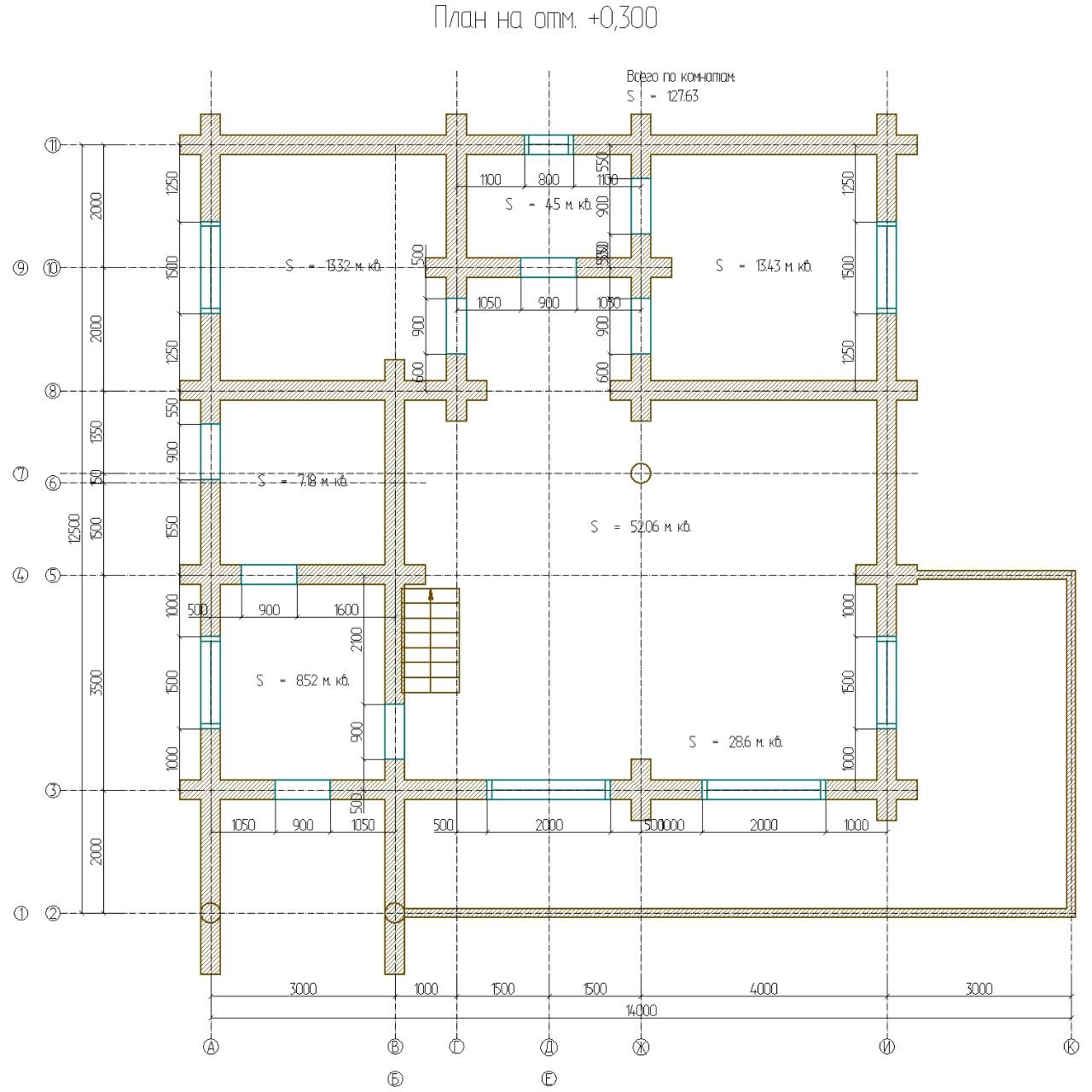Проект 44 — Дом Чехов русский стиль — дом ручной рубки, 160 м², фото 2