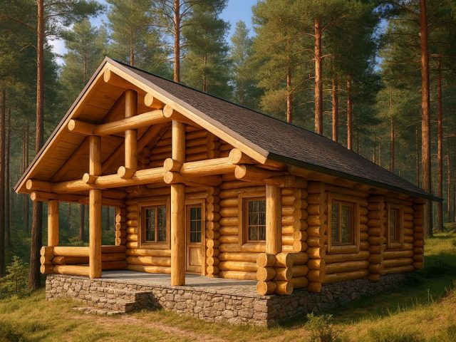 Проект 48 — Дом — баня Романтика 150м2 — баня ручной рубки